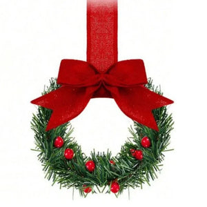 4-Piece Mini Christmas Wreaths with Bows & Red Berries