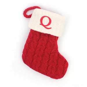 Personalized Christmas Stocking Boots, Knitted Xmas Tree Ornaments with Snowflake Letters