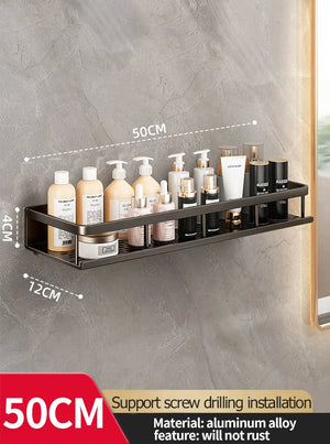 Wall-Mounted Aluminum Bathroom Rack – Space-Saving Storage Shelf