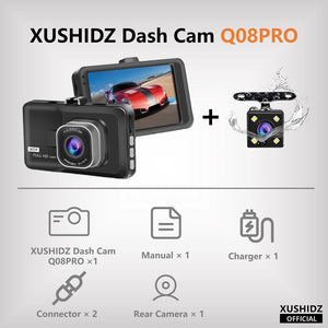 XUSHIDZ 1080P HD Car Dash Cam – Night Vision & Loop Recording