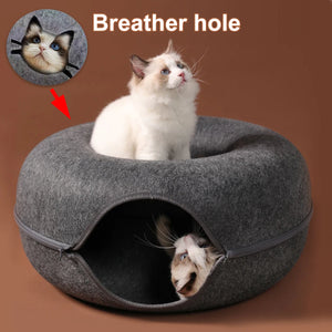 Interactive Cat Tunnel Bed & Felt Scratcher for Kittens