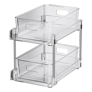 Writing 2-Tier Under Sink Organizer – Sliding Pull-Out Storage Rack