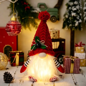 Glowing Knitted Gnome Doll with LED Light – Christmas Decoration Gift