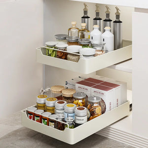 Pull-Out Kitchen Storage Rack with Sliding Rails – Metal Organizer