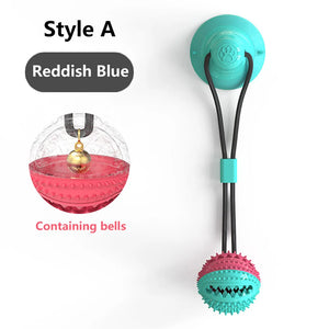Interactive Dog Chew Ball Toy with Suction Cup & Teeth Cleaning