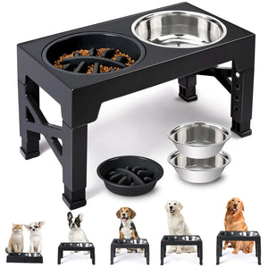 SEO Title: Adjustable Raised Dog Feeder with Double Stainless Steel Bowls