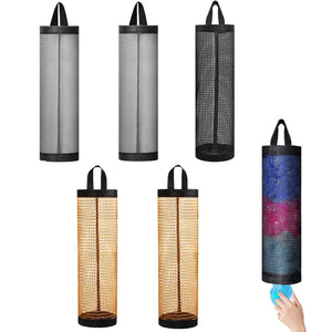 Wall-Mounted Plastic Bag Dispenser – Reusable Mesh Storage Organizer