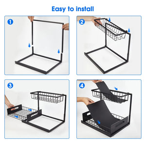 2-Tier Sliding Under Sink Organizer – Kitchen & Bathroom Storage