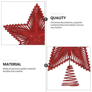 25cm Red Gold Glitter Star Christmas Tree Topper – Festive Decoration