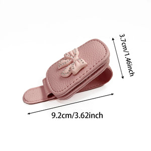 Pink Rhinestone Car Sun Visor Glasses Clip – Cute Bow Tie Holder