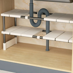 Adjustable Under-Sink Storage Rack – Expandable Cabinet Organizer
