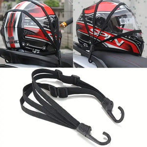 Motorcycle Helmet Cargo Net with Safety Hooks – Elastic Luggage Mesh
