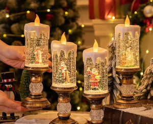 Christmas Crystal Snow LED Candles – Festive Holiday Decor