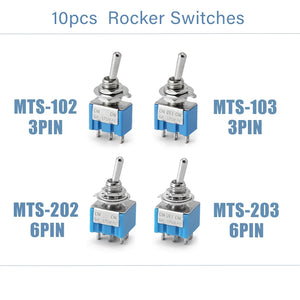 10PCS Mini Toggle Switch Set – 3Pin/6Pin ON-OFF Switches