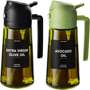 470ml Glass Oil Sprayer & Dispenser – 2-in-1 Cooking Bottle