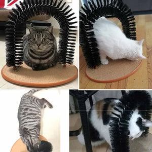 Interactive Cat Grooming Arch – Massage Brush & Scratching Pad Toy