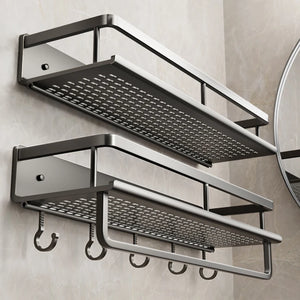Wall-Mounted Aluminum Bathroom Rack – Space-Saving Storage Shelf