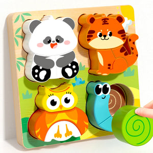 4-in-1 Wooden 3D Animal Puzzle – Educational Learning Toy for Kids