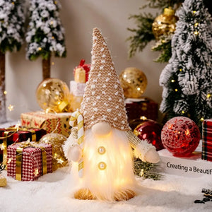 Glowing Knitted Gnome Doll with LED Light – Christmas Decoration Gift