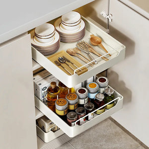 Pull-Out Kitchen Storage Rack with Sliding Rails – Metal Organizer