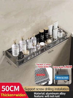 Wall-Mounted Aluminum Bathroom Rack – Space-Saving Storage Shelf