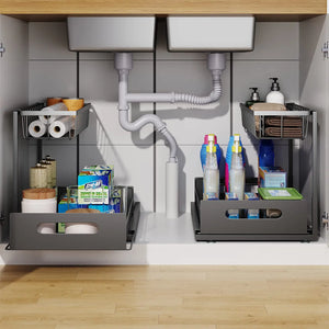 2-Tier Sliding Under Sink Organizer – Kitchen & Bathroom Storage
