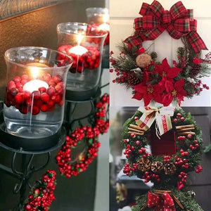 Mini Artificial Red Berries for Christmas Wreaths, DIY Floral Crafts & Home Decor