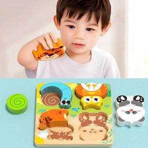 4-in-1 Wooden 3D Animal Puzzle – Educational Learning Toy for Kids