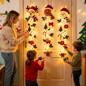Lighted Christmas Door Swag Decor for Home & Farmhouse