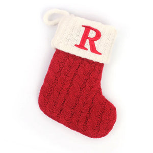 Personalized Christmas Stocking Boots, Knitted Xmas Tree Ornaments with Snowflake Letters