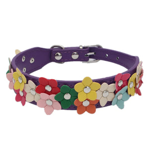 Floral PU Leather Pet Collar & Leash – Stylish Dog & Cat Set