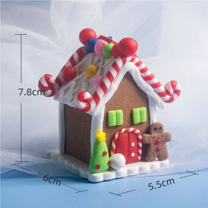 5pcs Gingerbread House Christmas Tree Ornaments, Hanging Holiday Decor