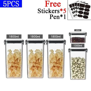 Stackable Plastic Food Storage Containers – Airtight Kitchen Jars