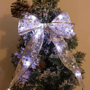 Christmas Ribbon Fairy Lights, DIY Bow String Lights for Xmas Tree Decor
