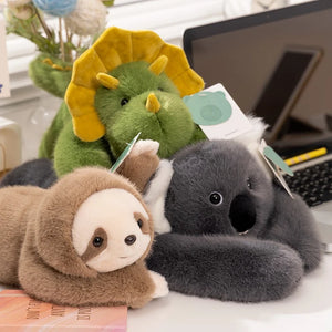 Kawaii Forest Animal Plush Toy – Soft Raccoon, Dinosaur & Panda Pillow