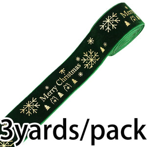 Christmas Printed Ribbon 3.8cm, 3 Yards/Pack for DIY Bows & Gift Decoration