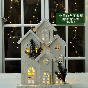 Glowing Wooden Christmas House Decor