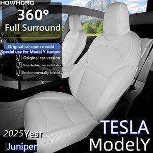 Tesla Model Y Juniper 2025–2026 Nappa Leather Seat Covers – Anti-Stain Interior Accessories