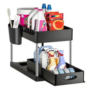 2-Tier Under Sink Organizer – Sliding Storage Rack for Kitchen & Bathroom