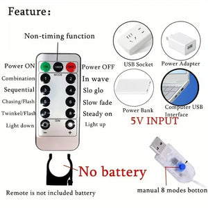 USB LED Fairy Curtain Lights with Remote – Christmas Decor