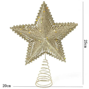 25cm Red Gold Glitter Star Christmas Tree Topper – Festive Decoration