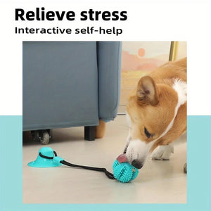 Interactive Suction Cup Dog Toy – Treat Dispenser & Chew Ball