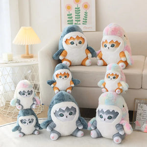 Kawaii Shark Cat Plush Toy – Soft Colorful Stuffed Animal Gift