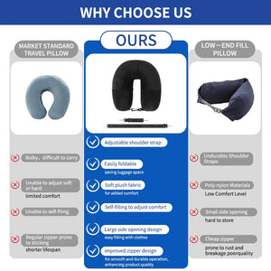 Travel Neck Pillow with Clothing Storage – U-Shaped Travel Pillow