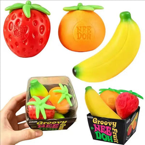 New Fruit NeeDoh Squishy Toy – Strawberry, Banana & Orange Sensory Fidget Toy