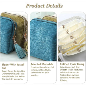 Portable Travel Jewelry Organizer Pouch – Zipper Storage Case