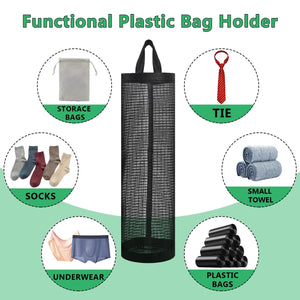 Wall-Mounted Plastic Bag Dispenser – Reusable Mesh Storage Organizer