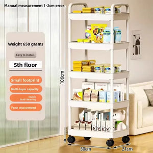 5-Tier Rolling Kitchen Storage Cart with Wheels – Multi-Purpose Organizer