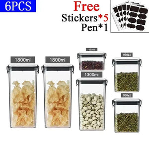 Stackable Plastic Food Storage Containers – Airtight Kitchen Jars