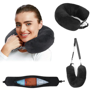 Travel Neck Pillow with Clothing Storage – U-Shaped Travel Pillow